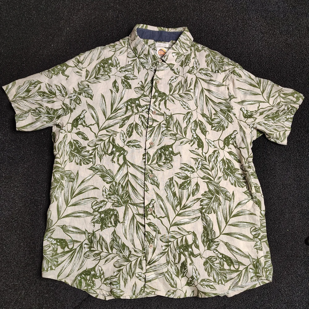C & C California Shirt Linen Hawiian Tropical Button Front Vintage Men's XL